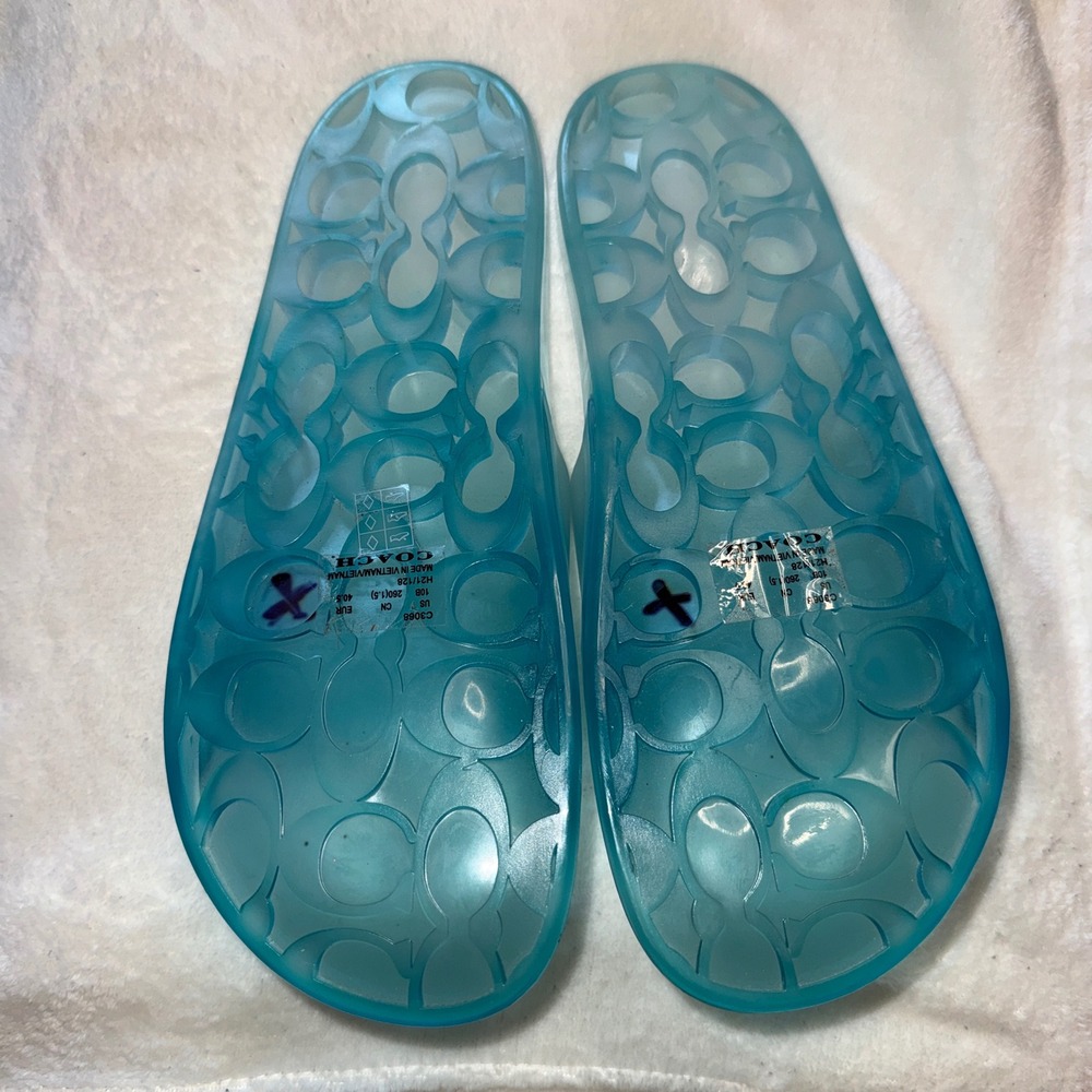 Coach Teal Translucent Logo Slide Sandals - Picture 4 of 5